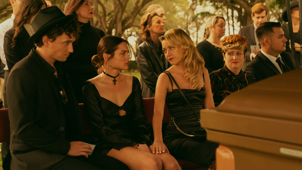 Charlotte Lawrence and Meredith Hagner in 'Bad Monkey' premiering August 14, 2024 on Apple TV+.