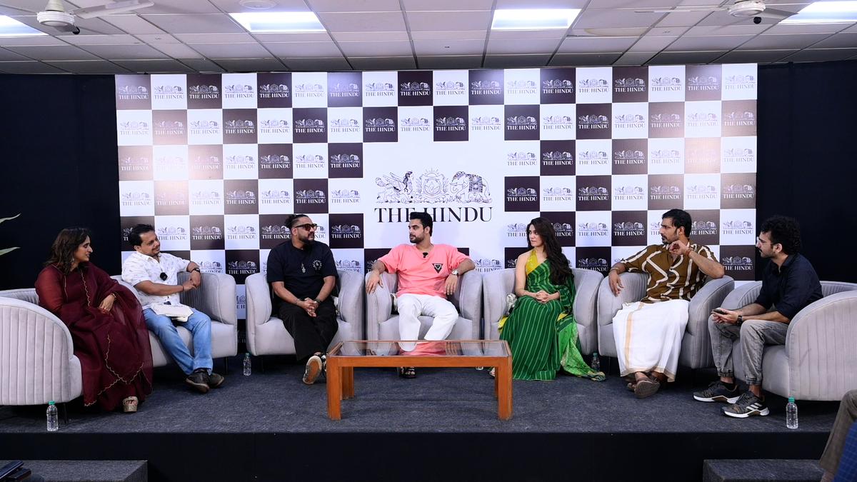 Tovino Thomas with the team of 'Ajayante Random Motion' at The Hindu office in Chennai