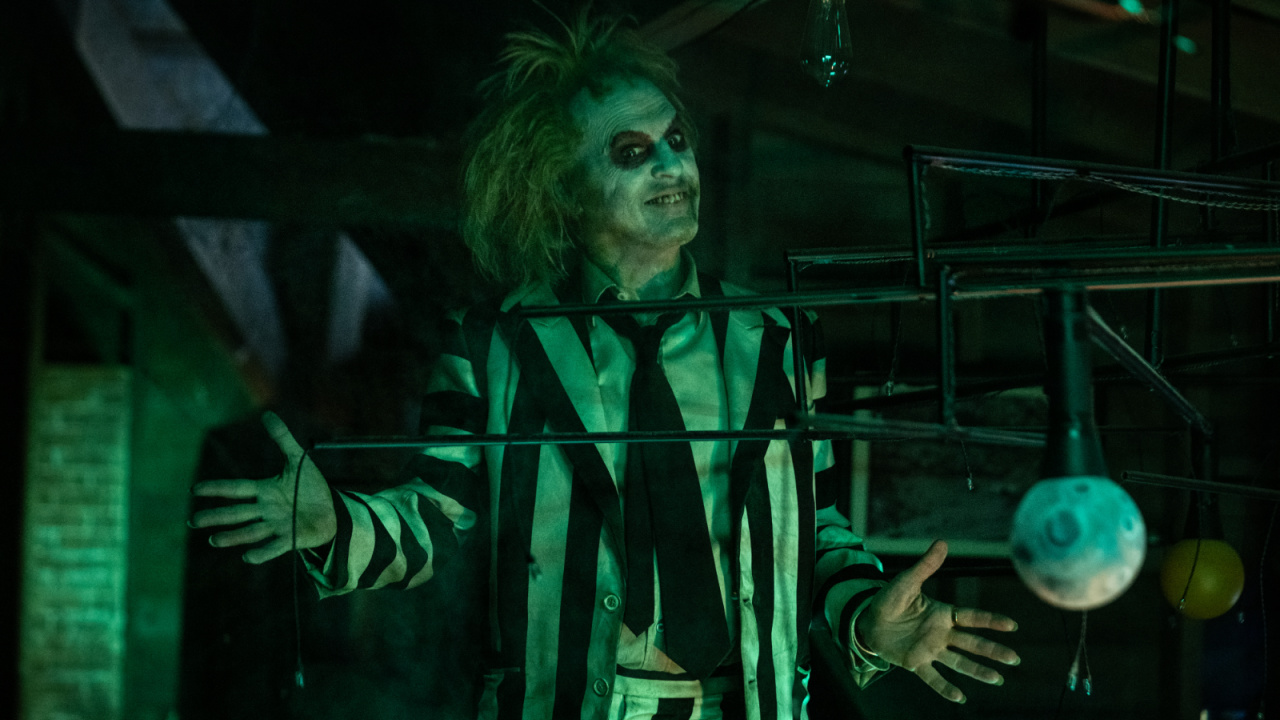 Michael Keaton as Beetlejuice in the Warner Bros. Pictures comedy, 'Beetlejuice Beetlejuice', released by Warner Bros. Photo credit: Parisa Taghizadeh. Copyright: © 2024 Warner Bros. Entertainment Inc. All rights reserved