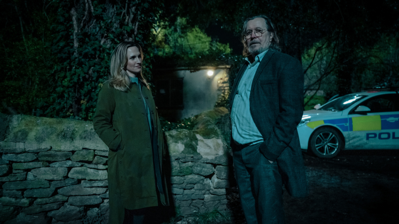 (L to R) Ruth Bradley and Gary Oldman in 'Slow Horses' Season 4 now streaming on Apple TV+.