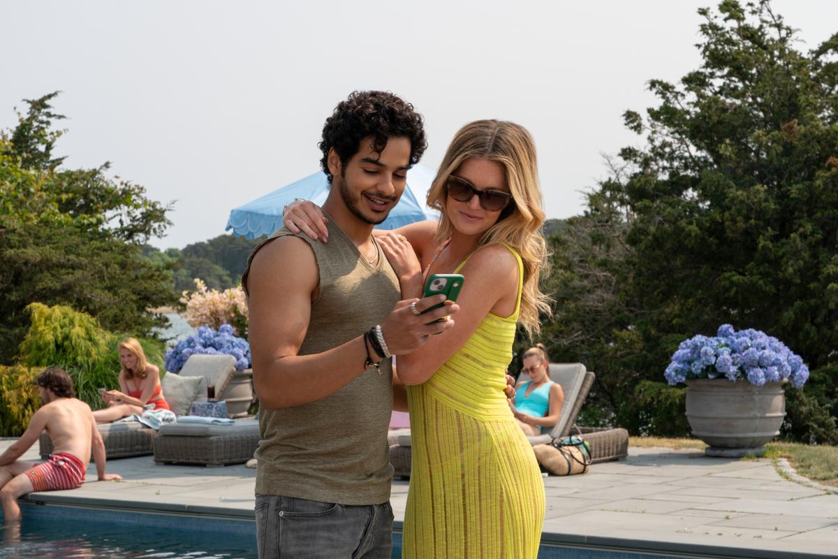 Ishaan Khattar as Shooter Dival, Meghan Fahy as Merit Monaco in Episode 101 of 'The Perfect Couple'