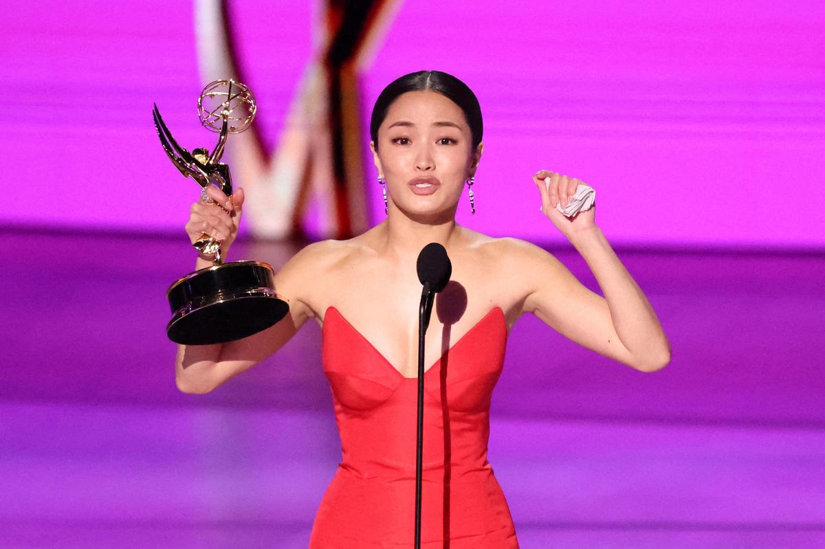 Anna Sawai accepts the award for Outstanding Lead Actress in a Drama Series for 'Shogun' at the 76th Primetime Emmy Awards