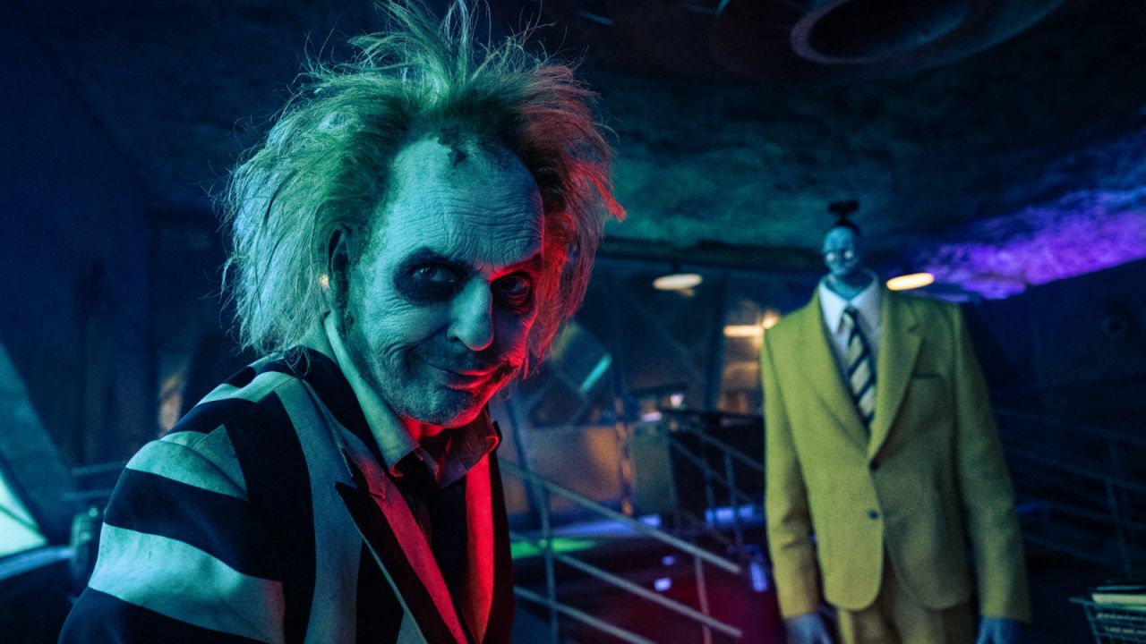 Michael Keaton as Beetlejuice in the Warner Bros. Pictures comedy, 'Beetlejuice Beetlejuice', released by Warner Bros. Photo credit: Parisa Taghizadeh. Copyright: © 2024 Warner Bros. Entertainment Inc. All rights reserved