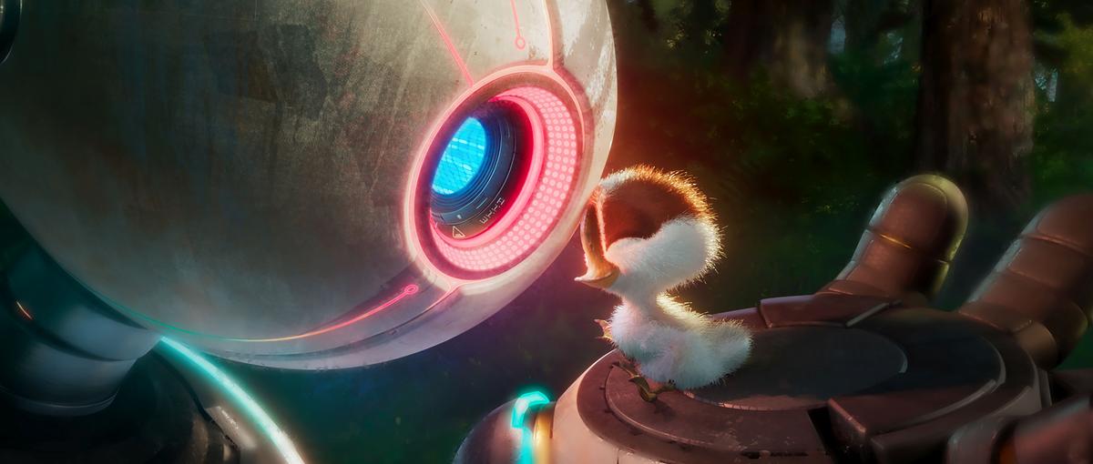 Rose (Lupita Nyong'o), and Brightbill (Kit Connor) in DreamWorks Animation's 'The Wild Robot' 